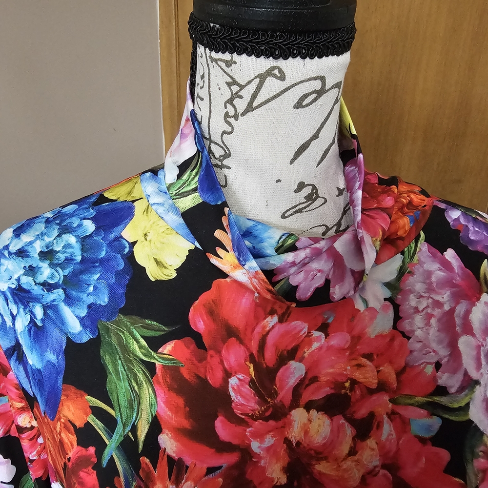 Boston PROPER Floral Knit Top Turtle Neck XL